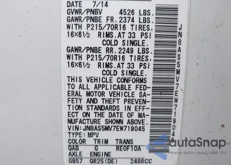2014 Nissan Rogue Select S from USA, damaged, VIN JN8AS5MV7EW719045